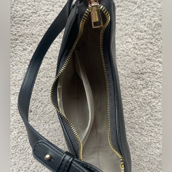 Faux Leather Black Crescent Shoulder Bag - Picture 9 of 10